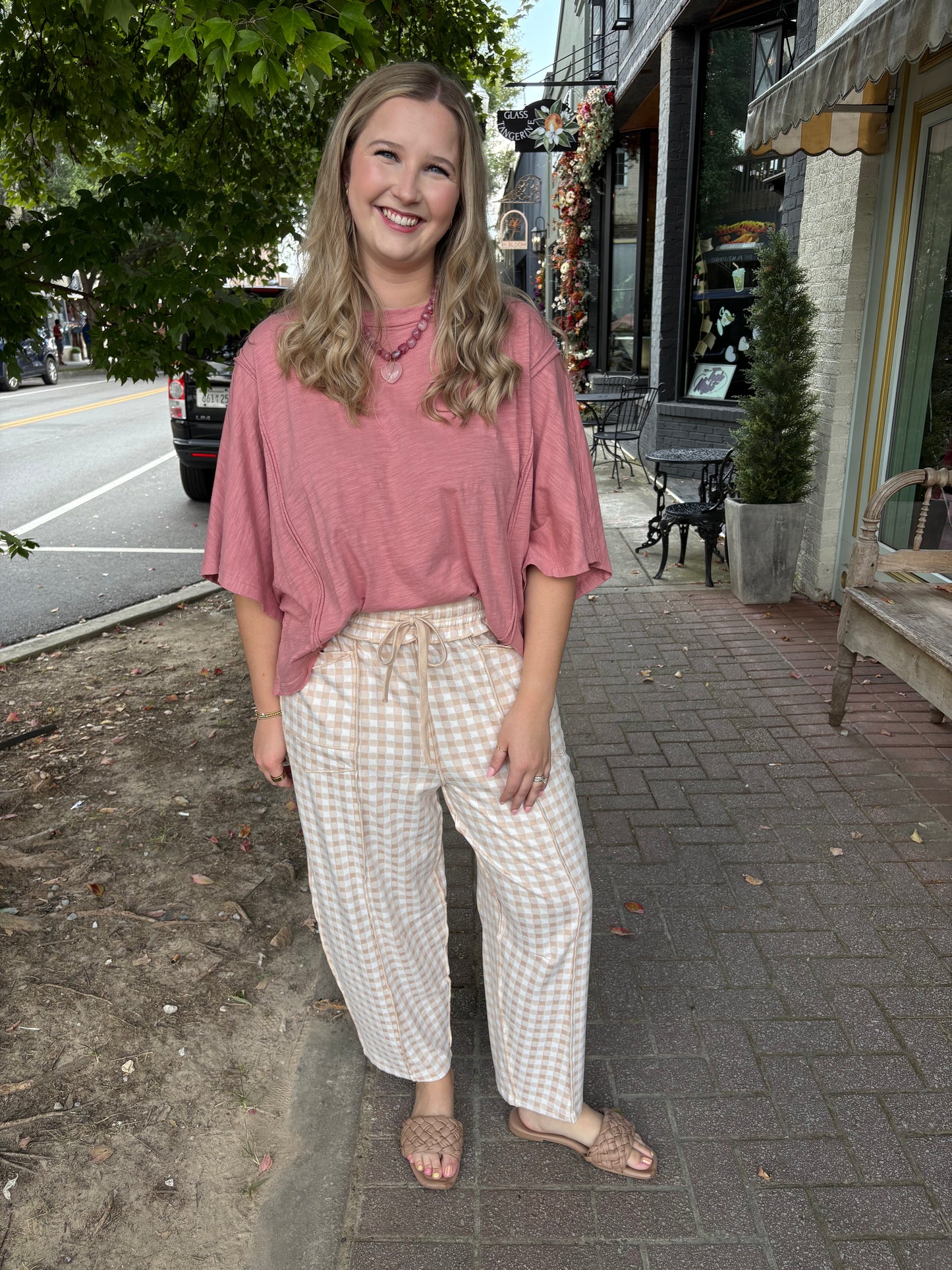 Millie Check Barrel Pants