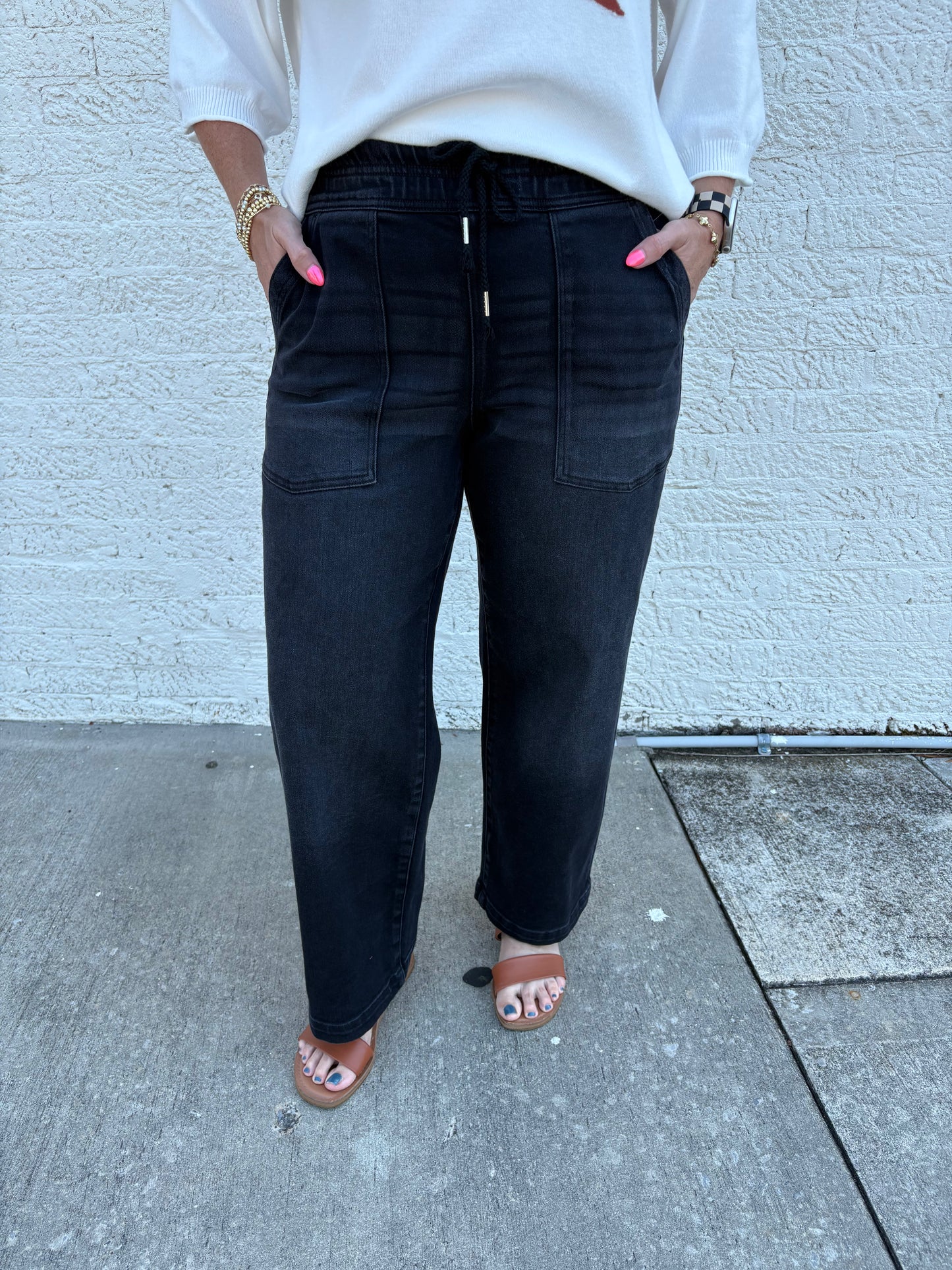 Black Stevie Pull On Jeans - Risen
