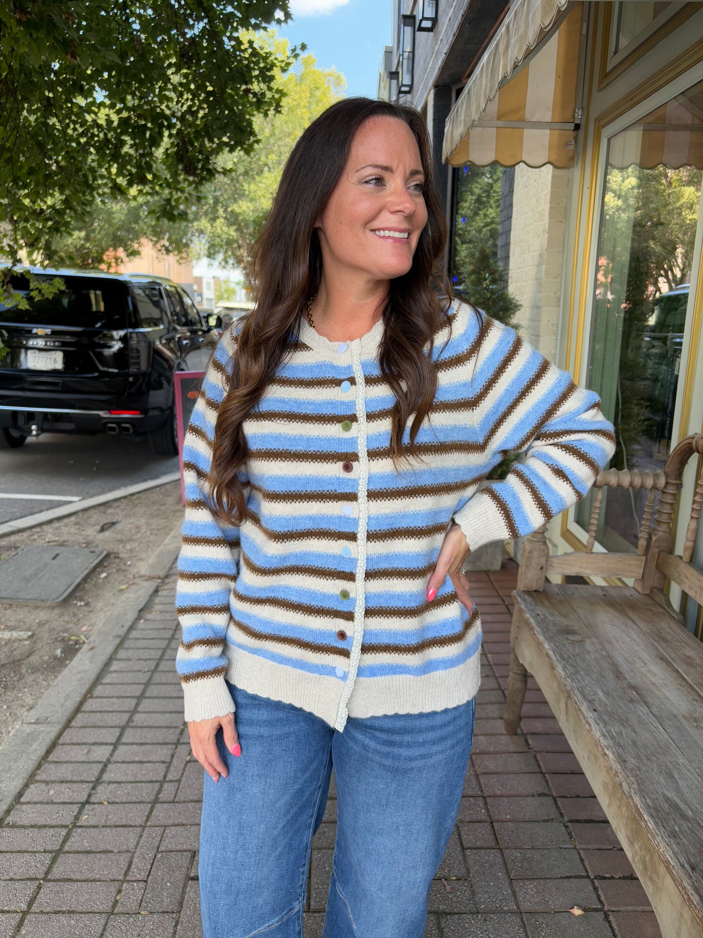 Blue Skies Striped Cardigan