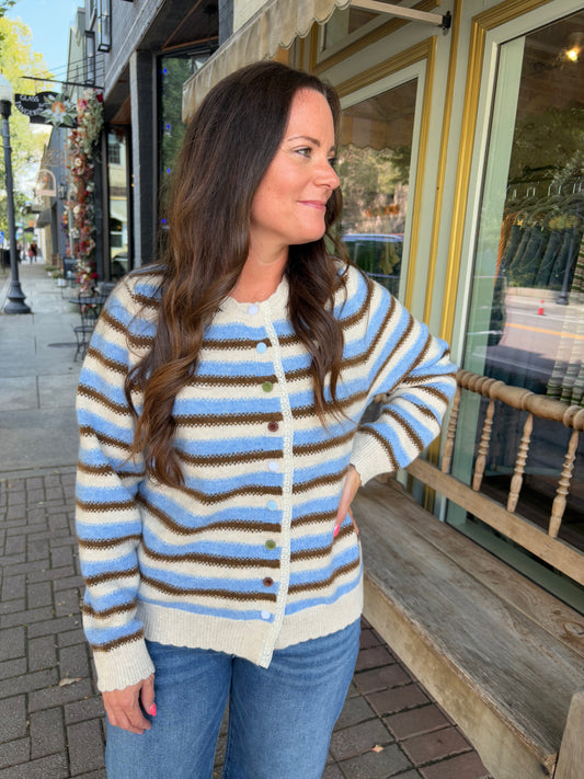Blue Skies Striped Cardigan