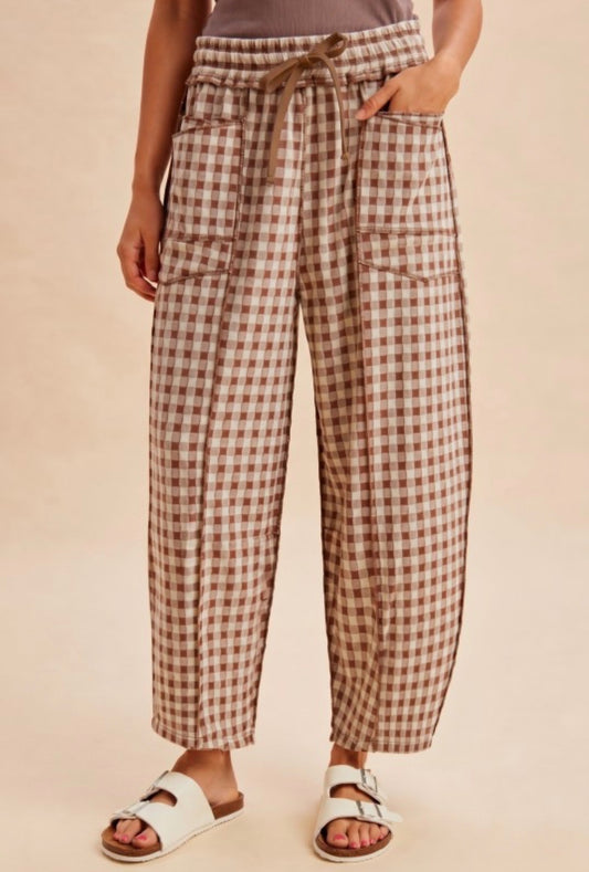 Millie Check Barrel Pants